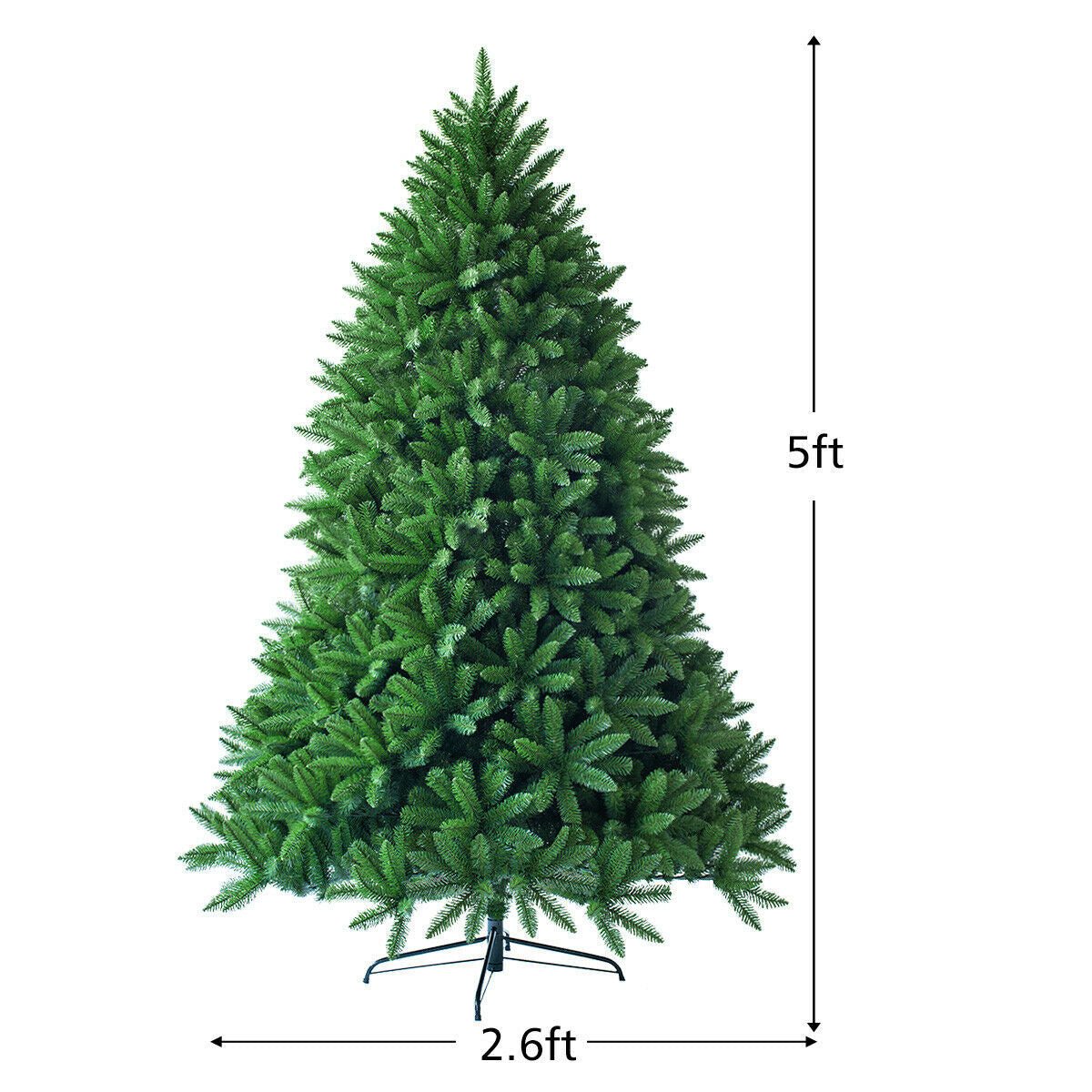 Artificial Fir Christmas Tree with 600 Tips - 5 Feet Holiday Decor