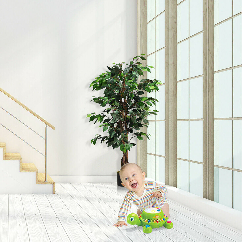 4 Feet Artificial Ficus Tree - Indoor & Outdoor Silk Plant with 504 Leaves