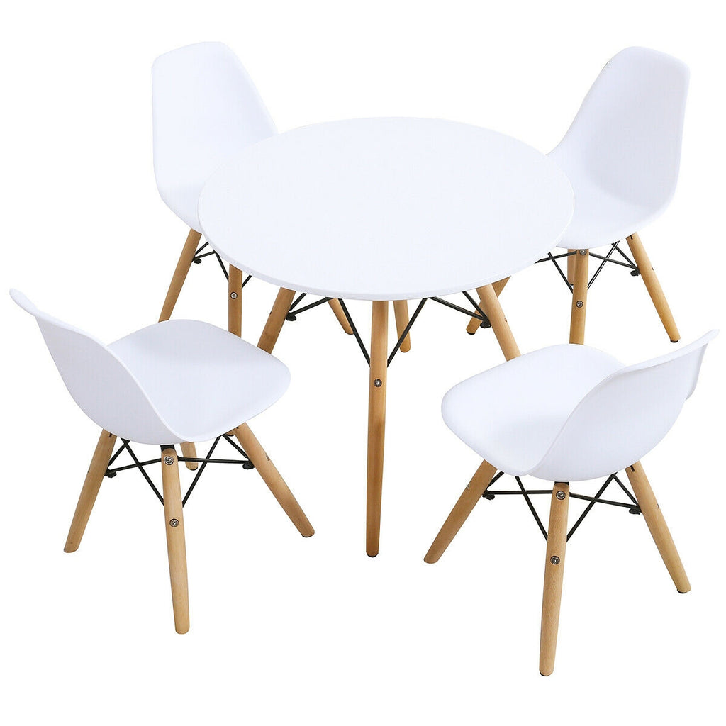 Kids' Colorful Table and Chairs Set with 4 Armless Chairs and White Table - Childrens Play & Study Furniture