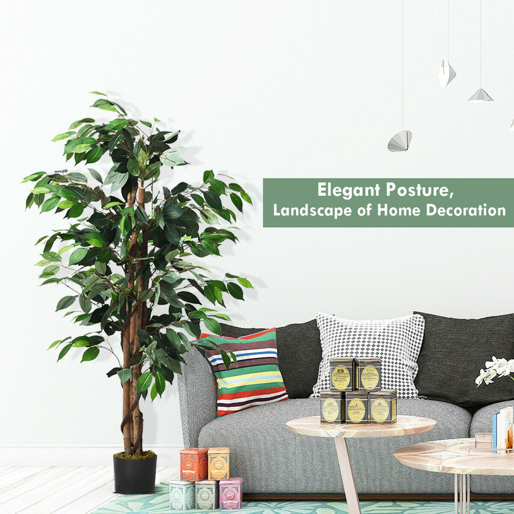 4 Feet Artificial Ficus Tree - Indoor & Outdoor Silk Plant with 504 Leaves