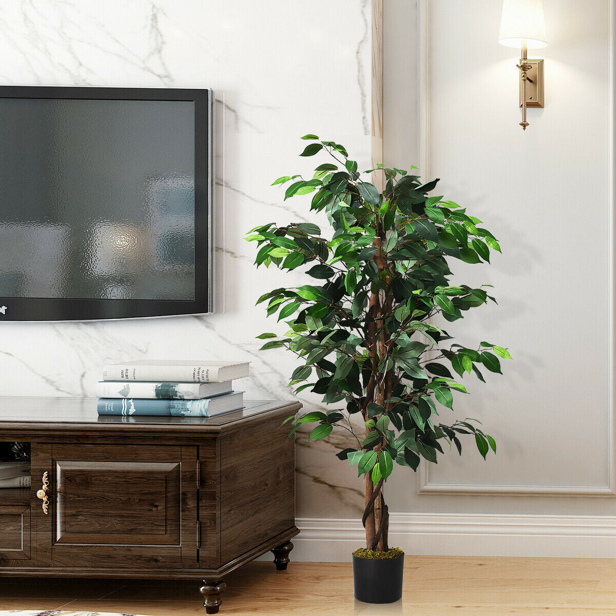 4 Feet Artificial Ficus Tree - Indoor & Outdoor Silk Plant with 504 Leaves