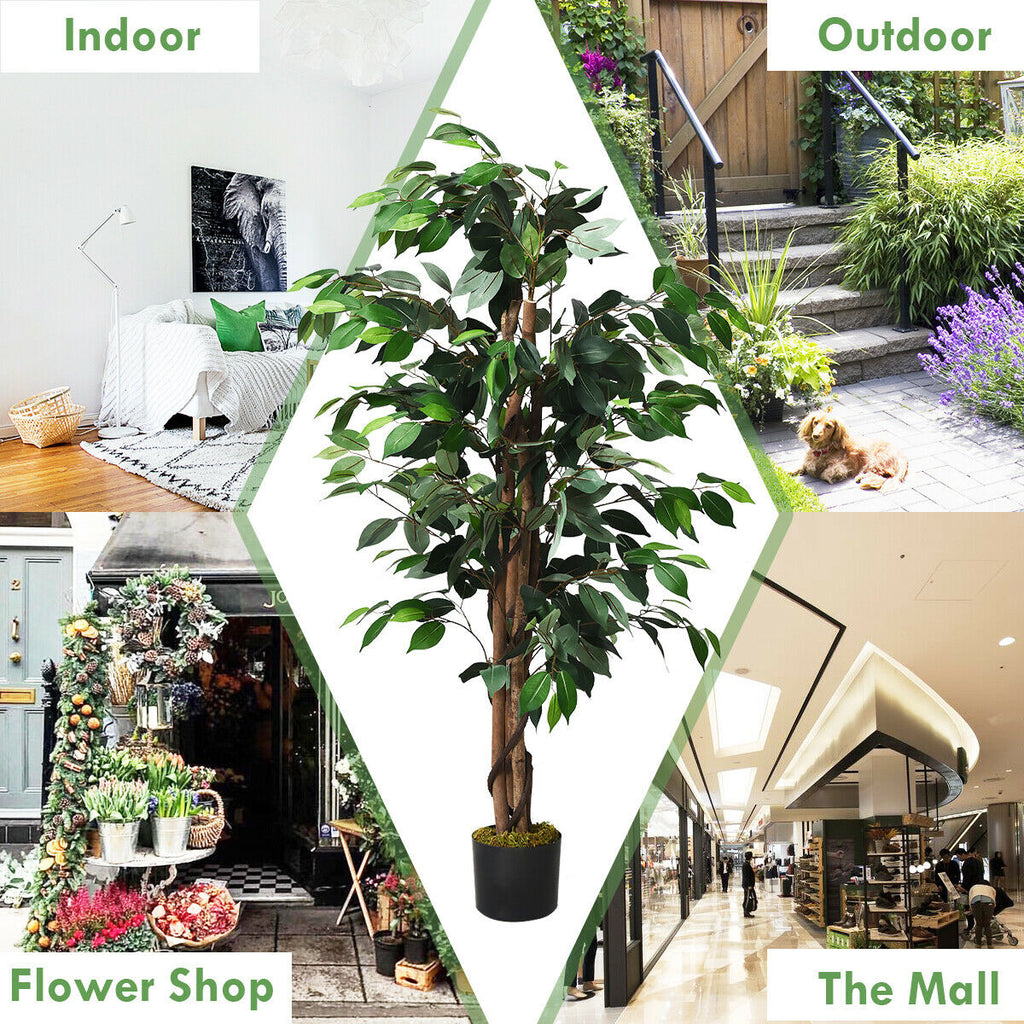 4 Feet Artificial Ficus Tree - Indoor & Outdoor Silk Plant with 504 Leaves