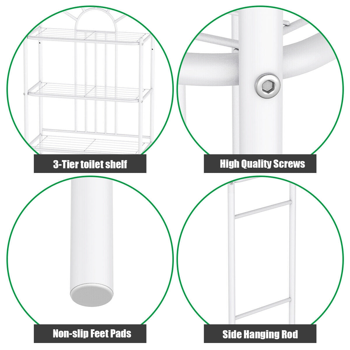 3-Tier Over-the-Toilet Storage Rack - 23 x 68 Inch
