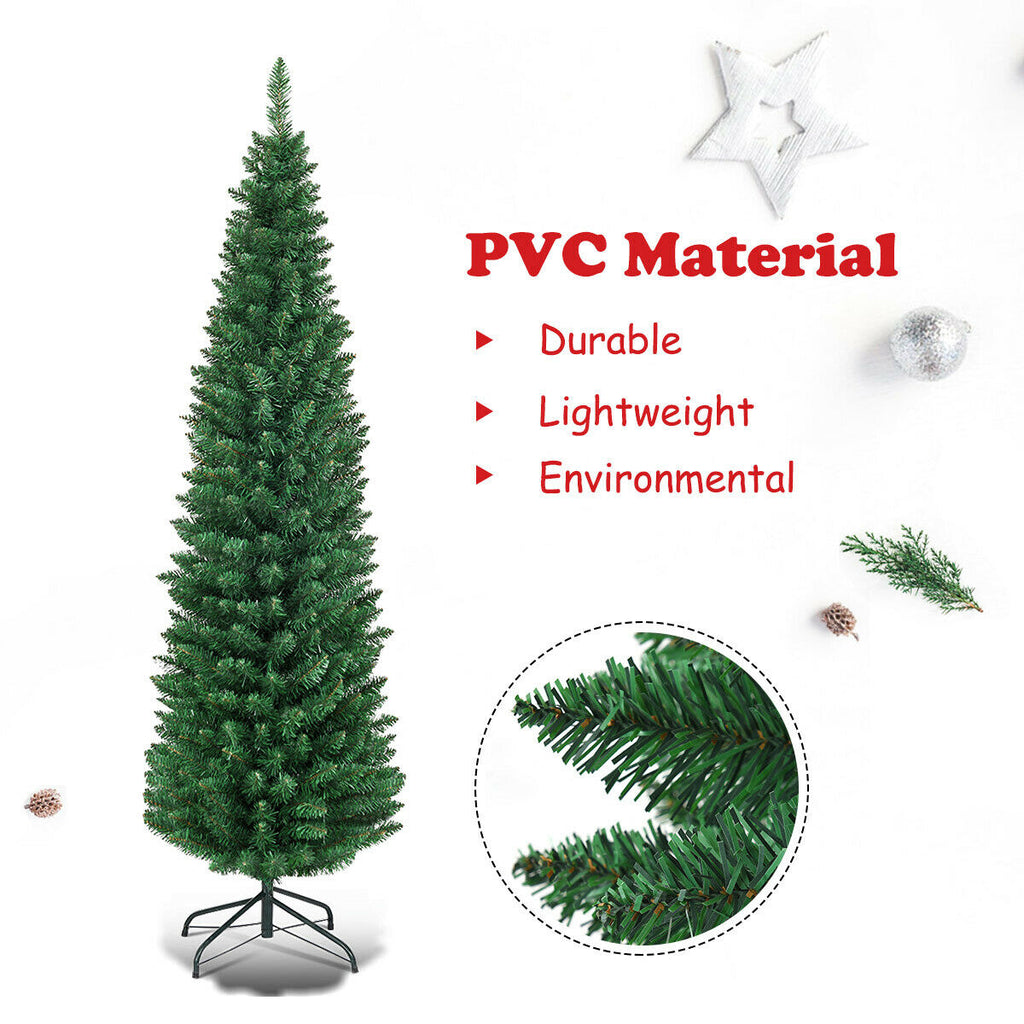 5 Ft Slim PVC Artificial Christmas Tree with Metal Stand - Costway