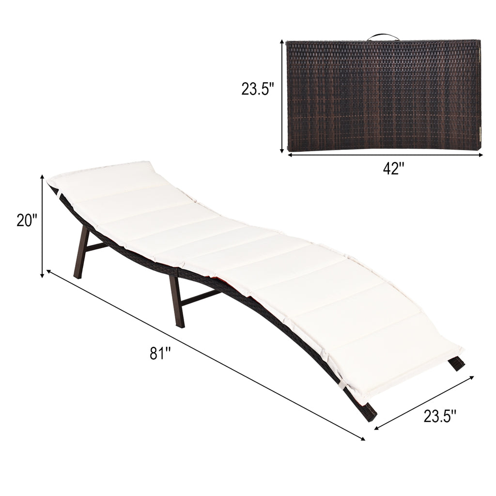 Folding Patio Lounge Chair with Wicker - Red