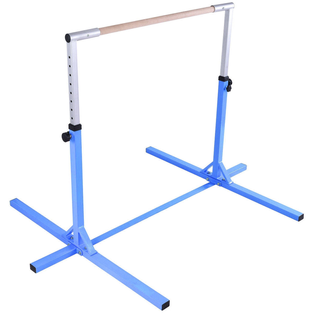 Kids Adjustable Horizontal Gymnastics Bar - Blue, Portable & Safe for Home Training
