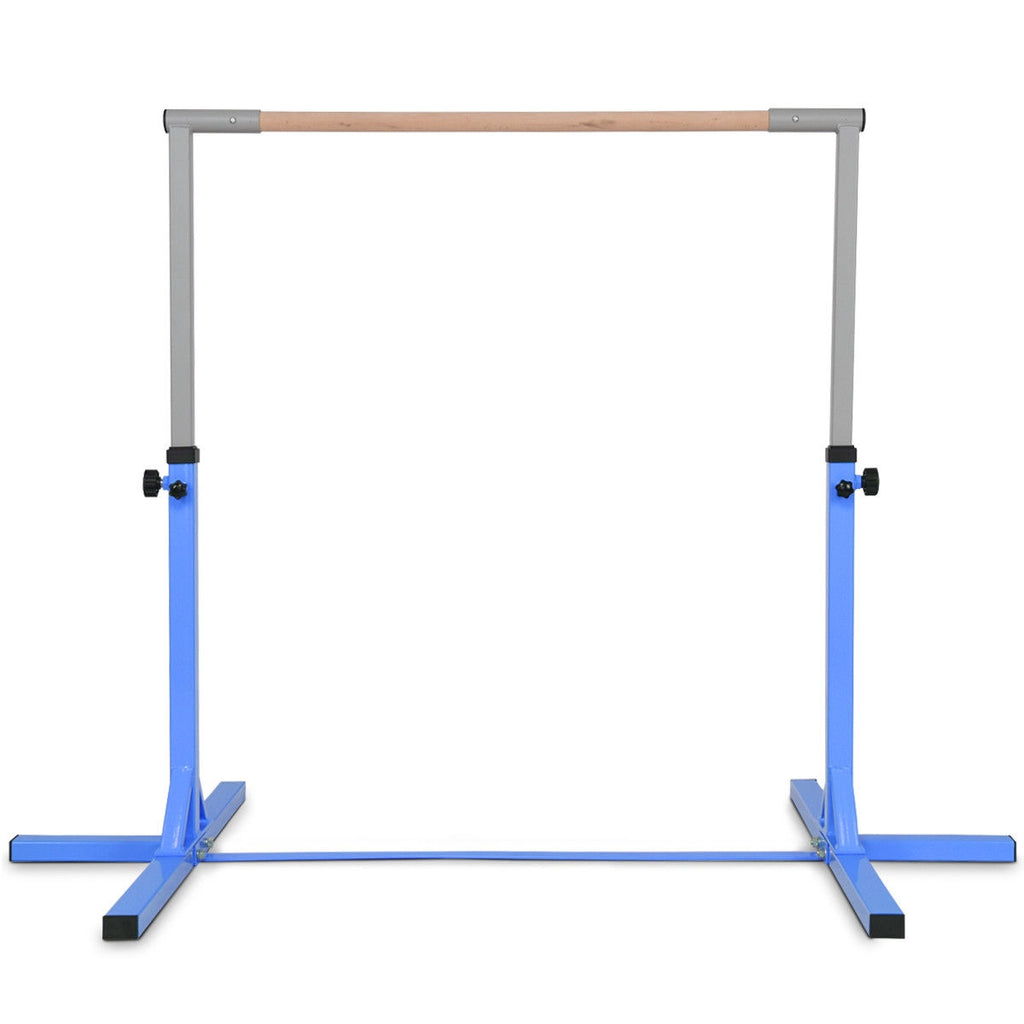 Kids Adjustable Horizontal Gymnastics Bar - Blue, Portable & Safe for Home Training