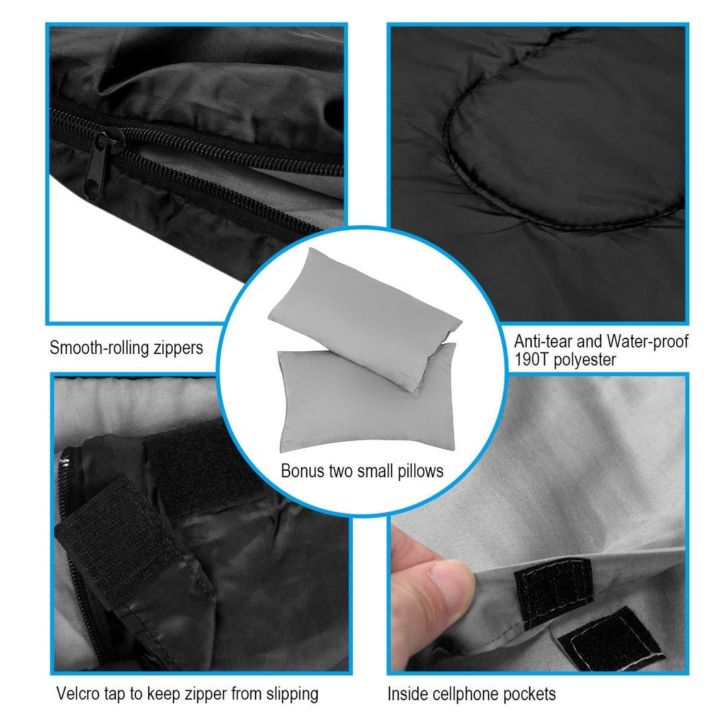2 Person Waterproof Sleeping Bag with Pillows
