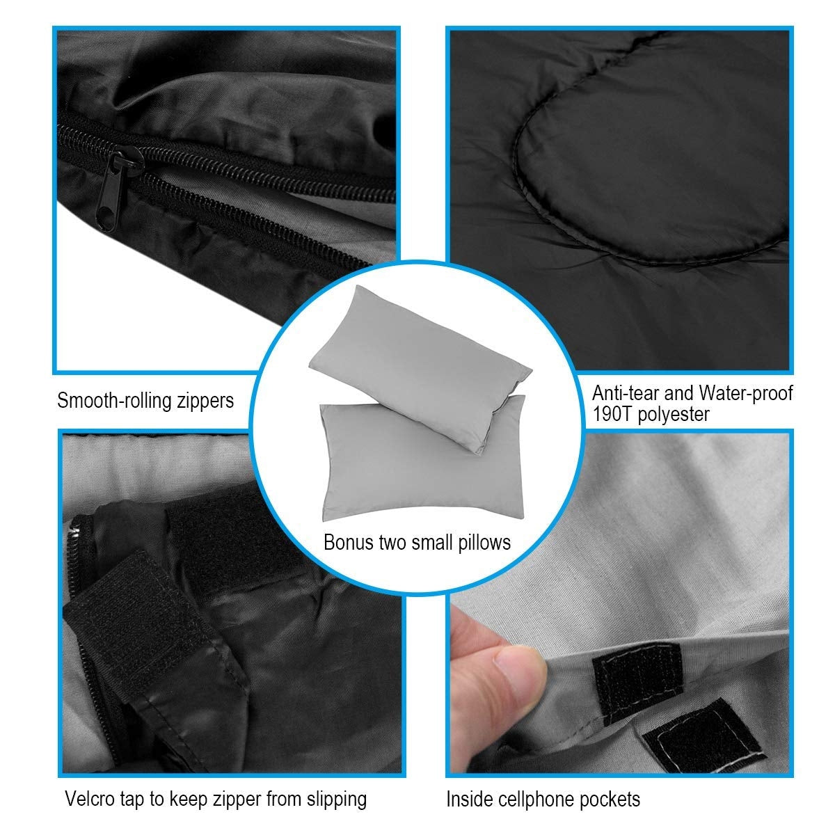 2 Person Waterproof Sleeping Bag with Pillows