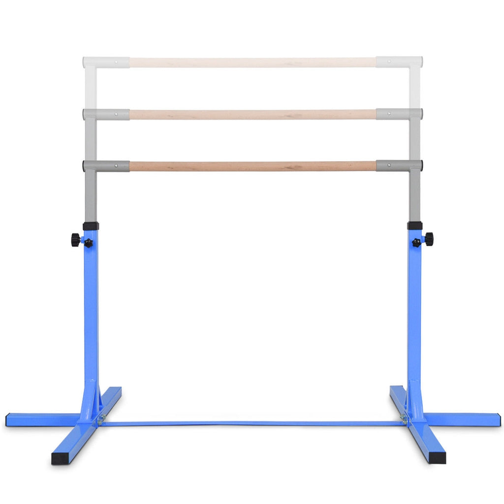 Kids Adjustable Horizontal Gymnastics Bar - Blue, Portable & Safe for Home Training