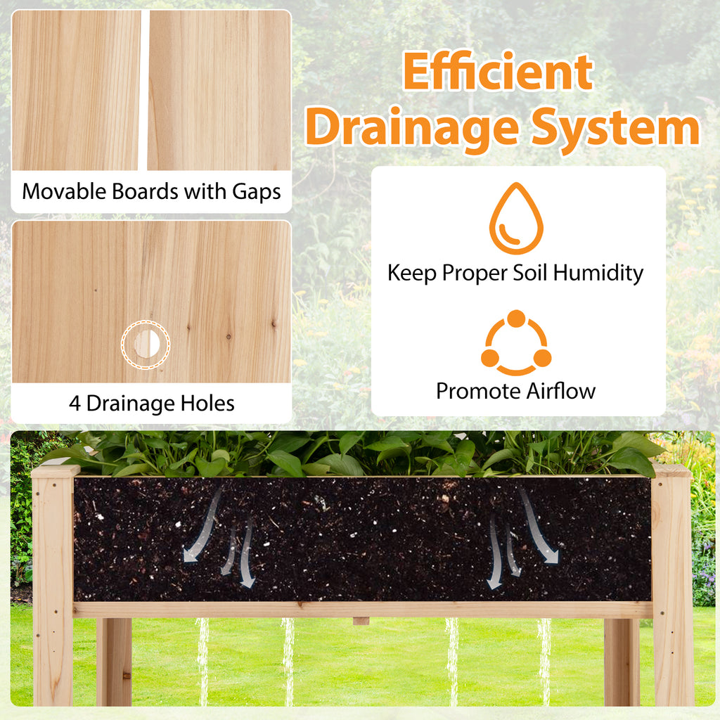 Raised Garden Bed with Trellis - Natural Wood Planter