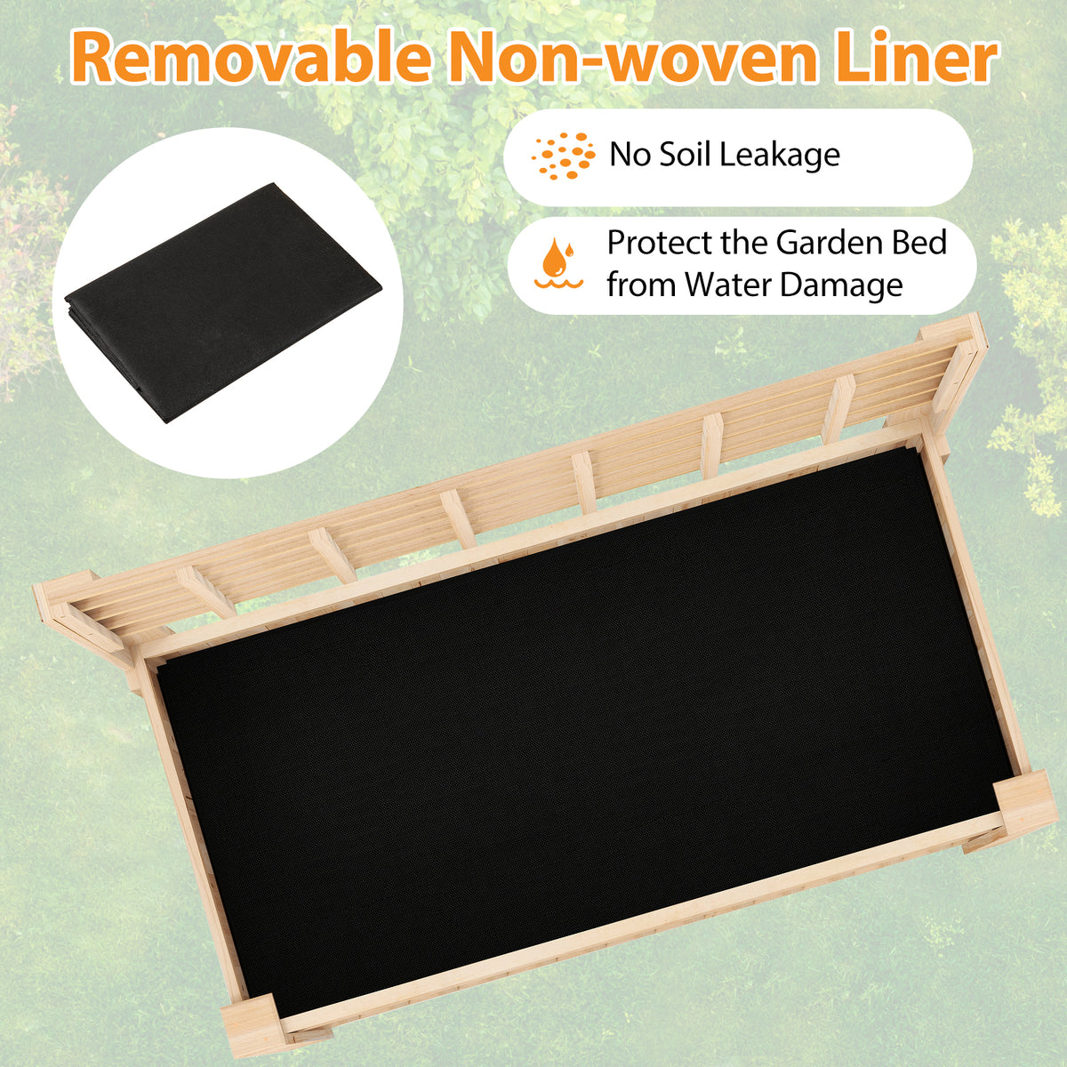 Raised Garden Bed with Trellis - Natural Wood Planter