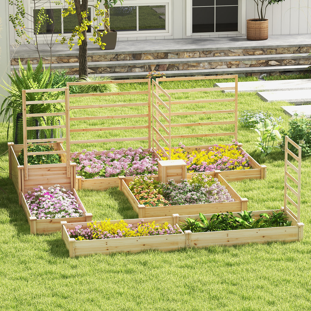 49 x 10 Inch Raised Garden Bed with Compost Bin and Open-ended Bottom