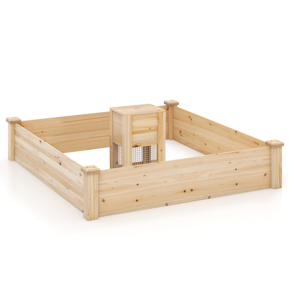49 Inch Raised Garden Bed with Compost Bin, Natural