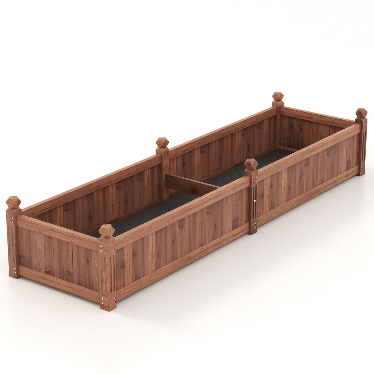 91 x 24 x 16 Inch Raised Garden Planter Box - Brown