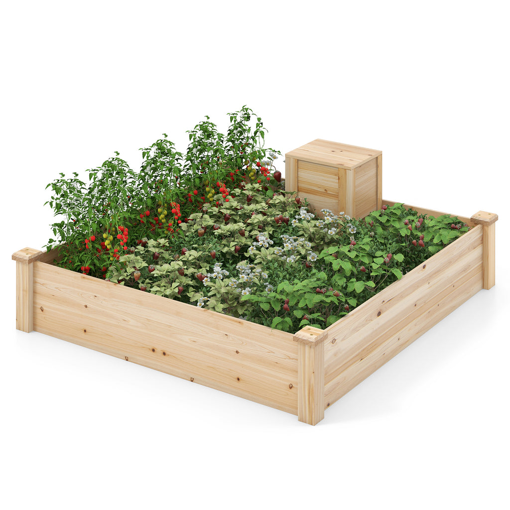 49 x 10 Inch Raised Garden Bed with Compost Bin and Open-ended Bottom