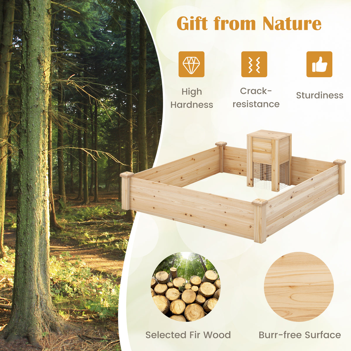 49 x 10 Inch Raised Garden Bed with Compost Bin and Open-ended Bottom