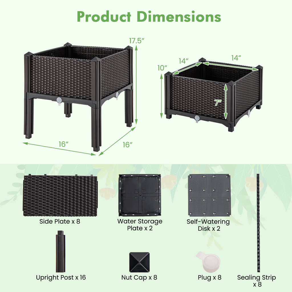 Elevated Plastic Raised Garden Bed Planter Kit - Brown
