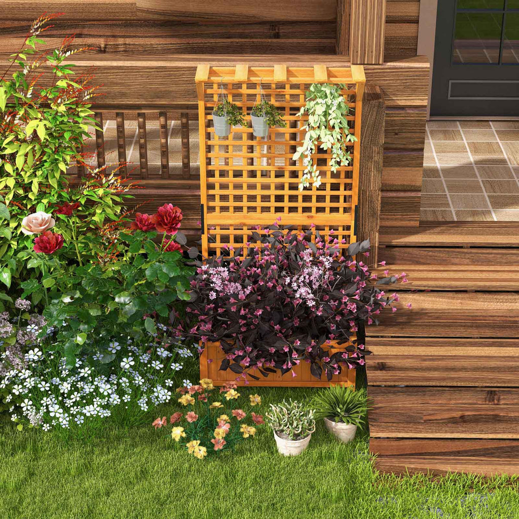 Raised Garden Bed with Trellis and Hanging Roof