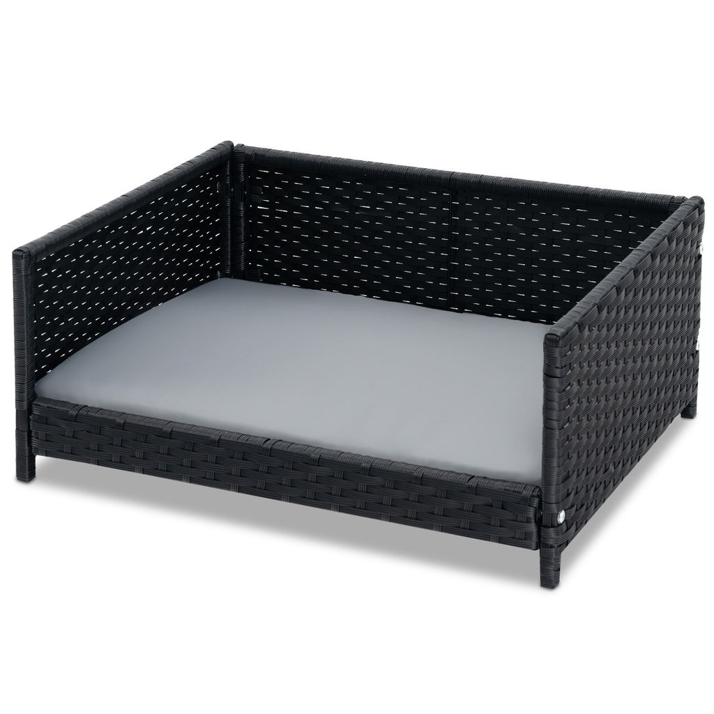 Rattan Dog Bed with Waterproof Soft Cushion - Gray, Medium Small Pets