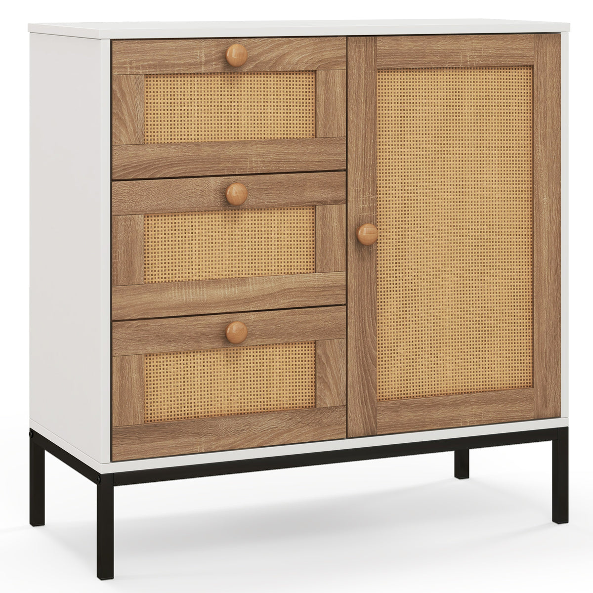 3-Drawer Rattan Dresser Chest, Brown
