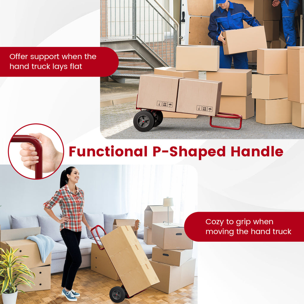 P-Handle Sack Truck with 10 Inch Wheels and Foldable Load Area