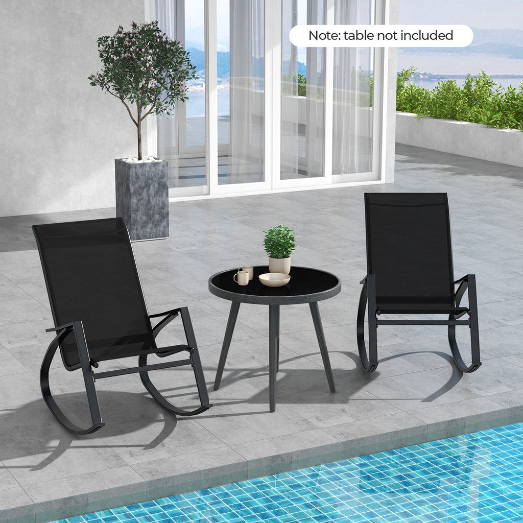 Outdoor Sling Rocking Chairs Set of 2 - Black