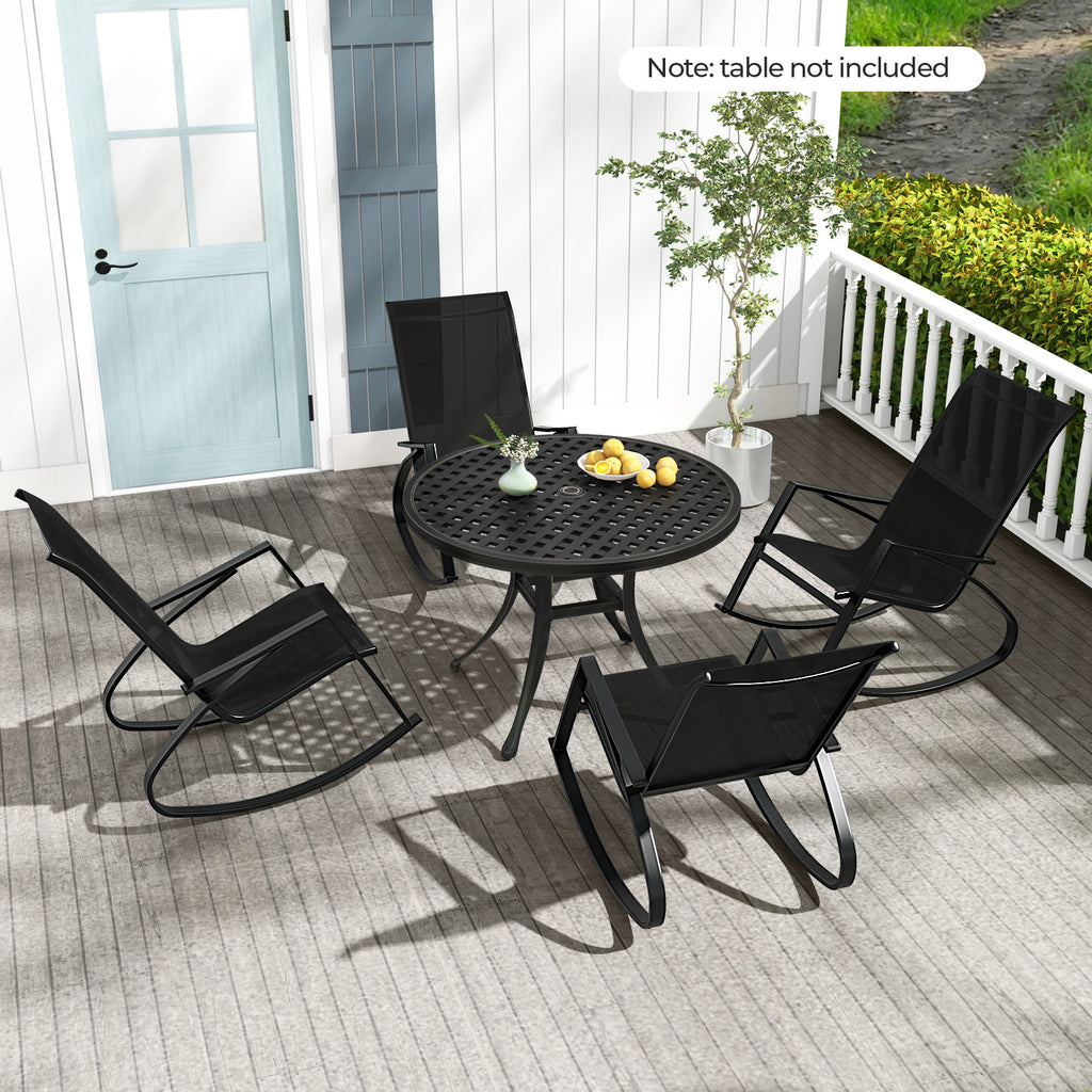 Outdoor Sling Rocking Chairs Set of 2 - Black
