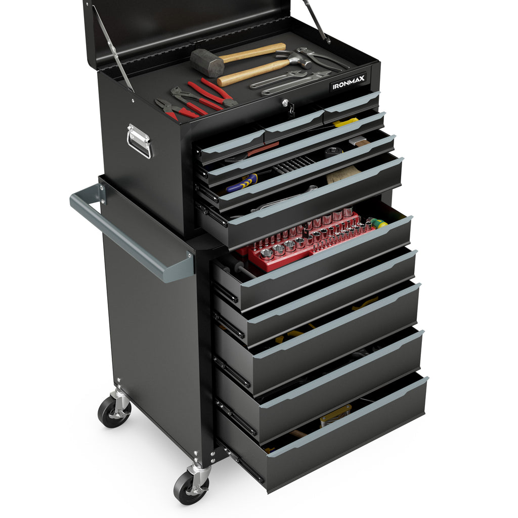 Rolling Steel Tool Chest with Hanging Holes and Central Keyed Locking