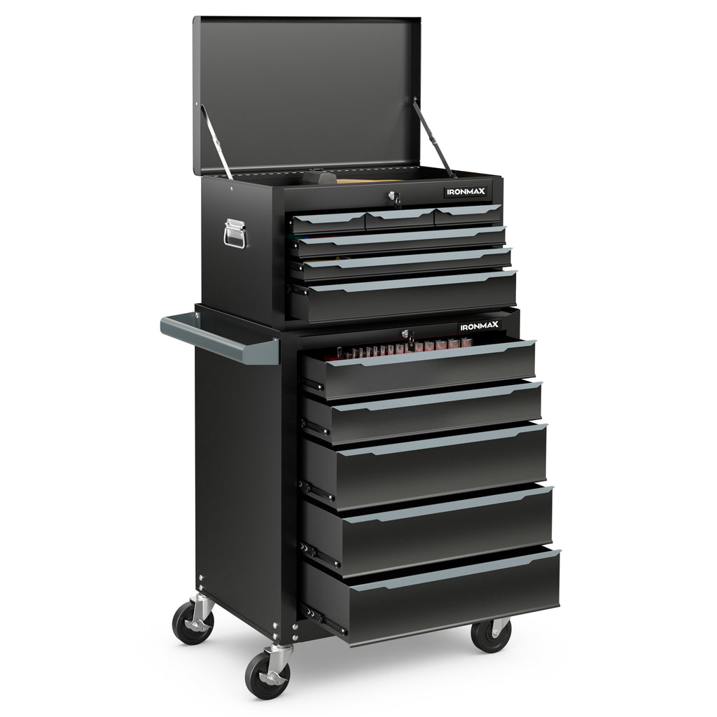 Rolling Steel Tool Chest with Hanging Holes and Central Keyed Locking