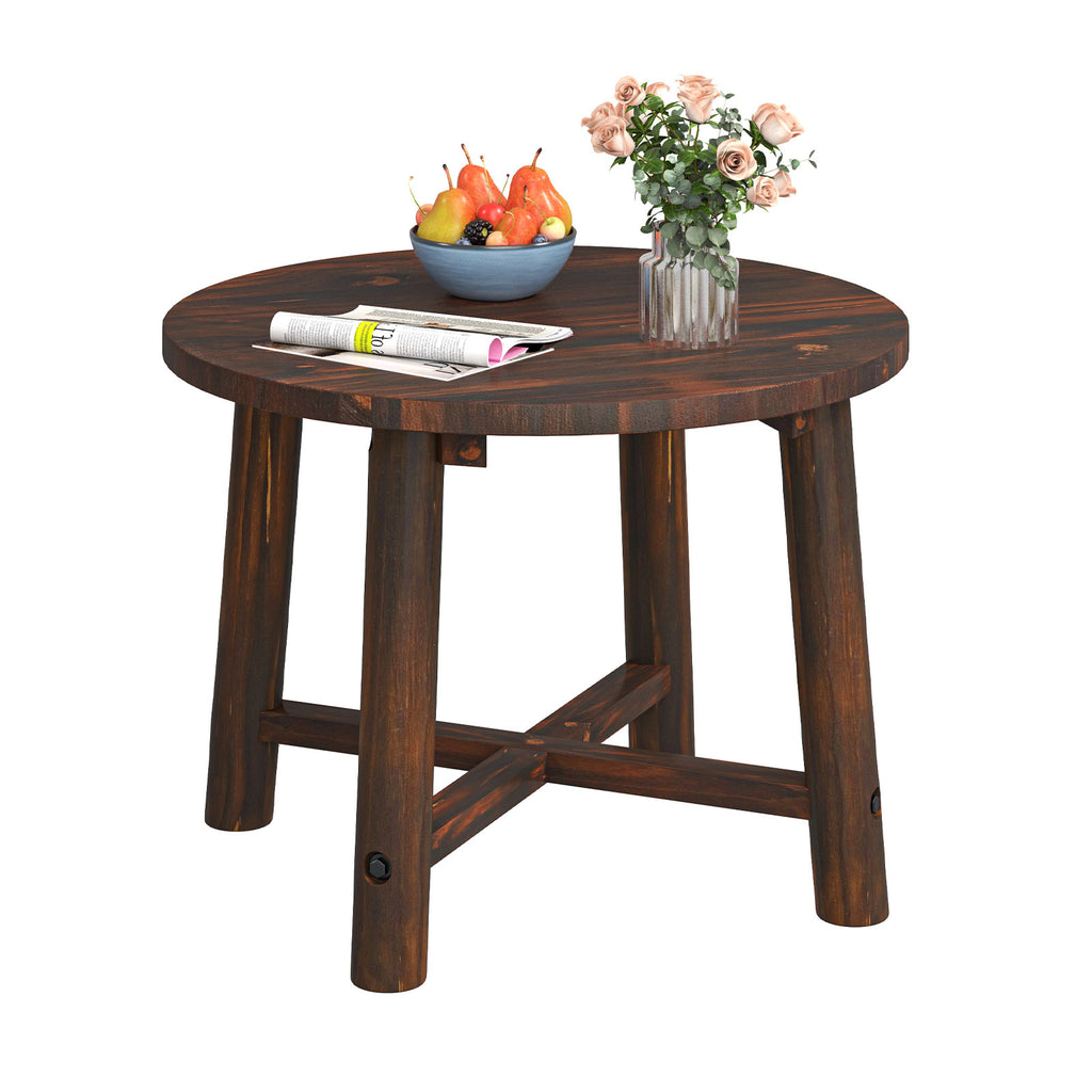 Patio End Table, Solid Wood - 24" Fir & Pine, Brown