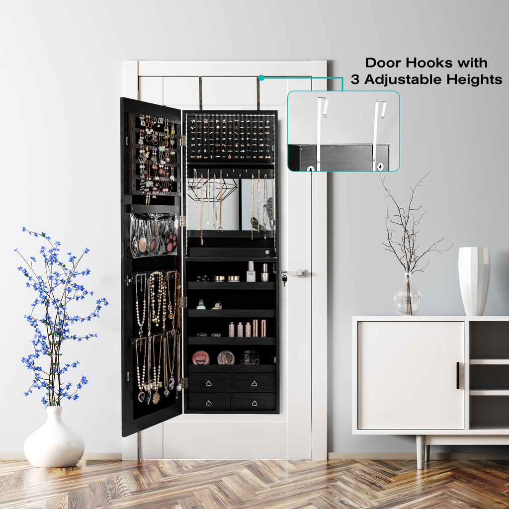 Jewelry & Cosmetics Storage Cabinet - 4 Drawers, Black