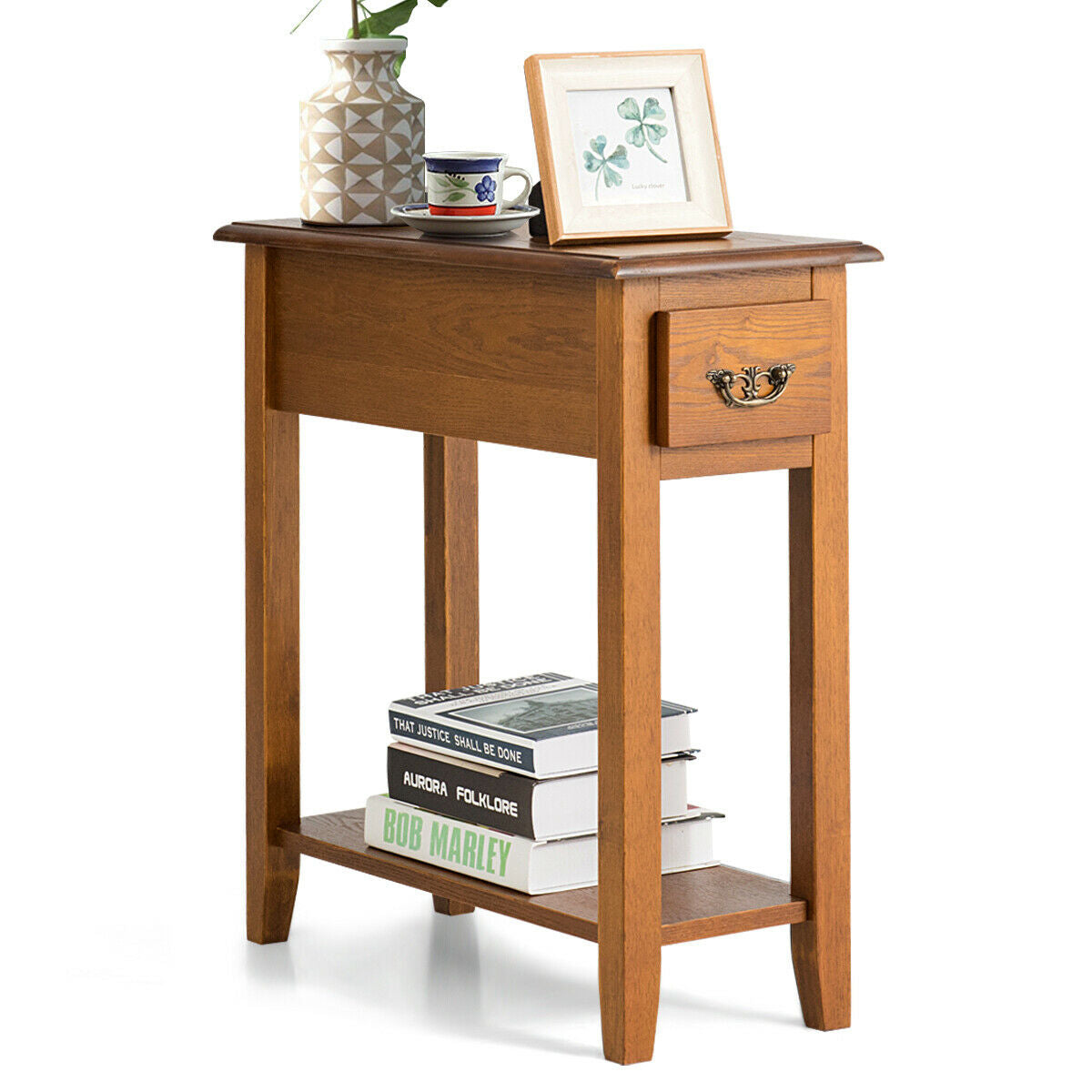 2-Tier Nightstand with Drawer - Yellow