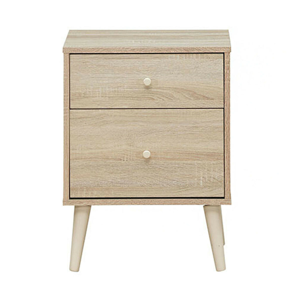2-Drawer Nightstand with Rubber Legs - Natural