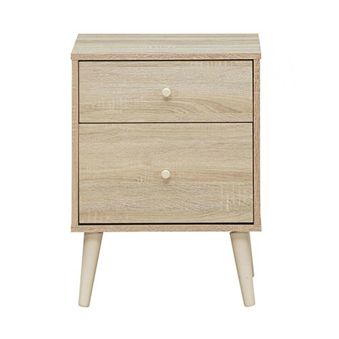 2-Drawer Nightstand with Rubber Legs - Natural