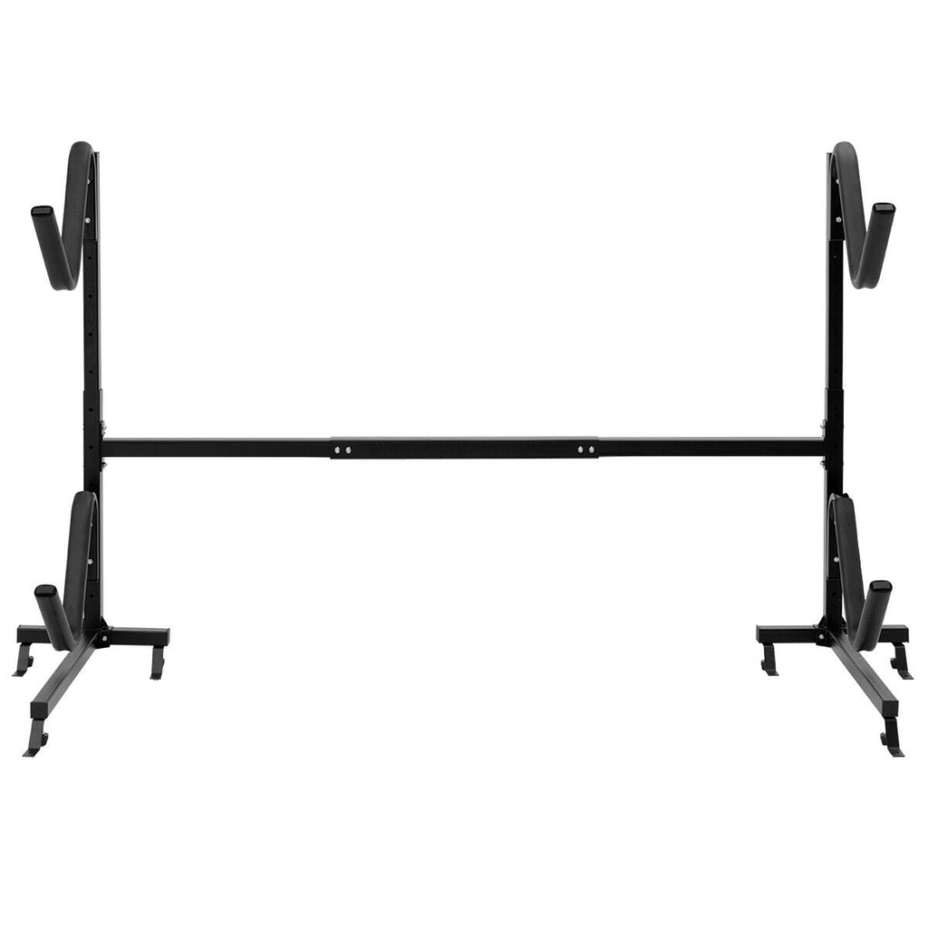 Dual Kayak Storage Rack - Height Adjustable Freestanding Boat Rack with Hooks