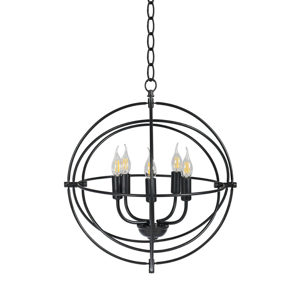 20 Inch Metal Chandelier with Pivoting Interlocking Rings - Industrial Ceiling Light