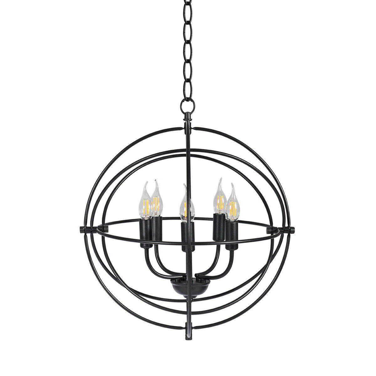 20 Inch Metal Chandelier with Pivoting Interlocking Rings - Industrial Ceiling Light
