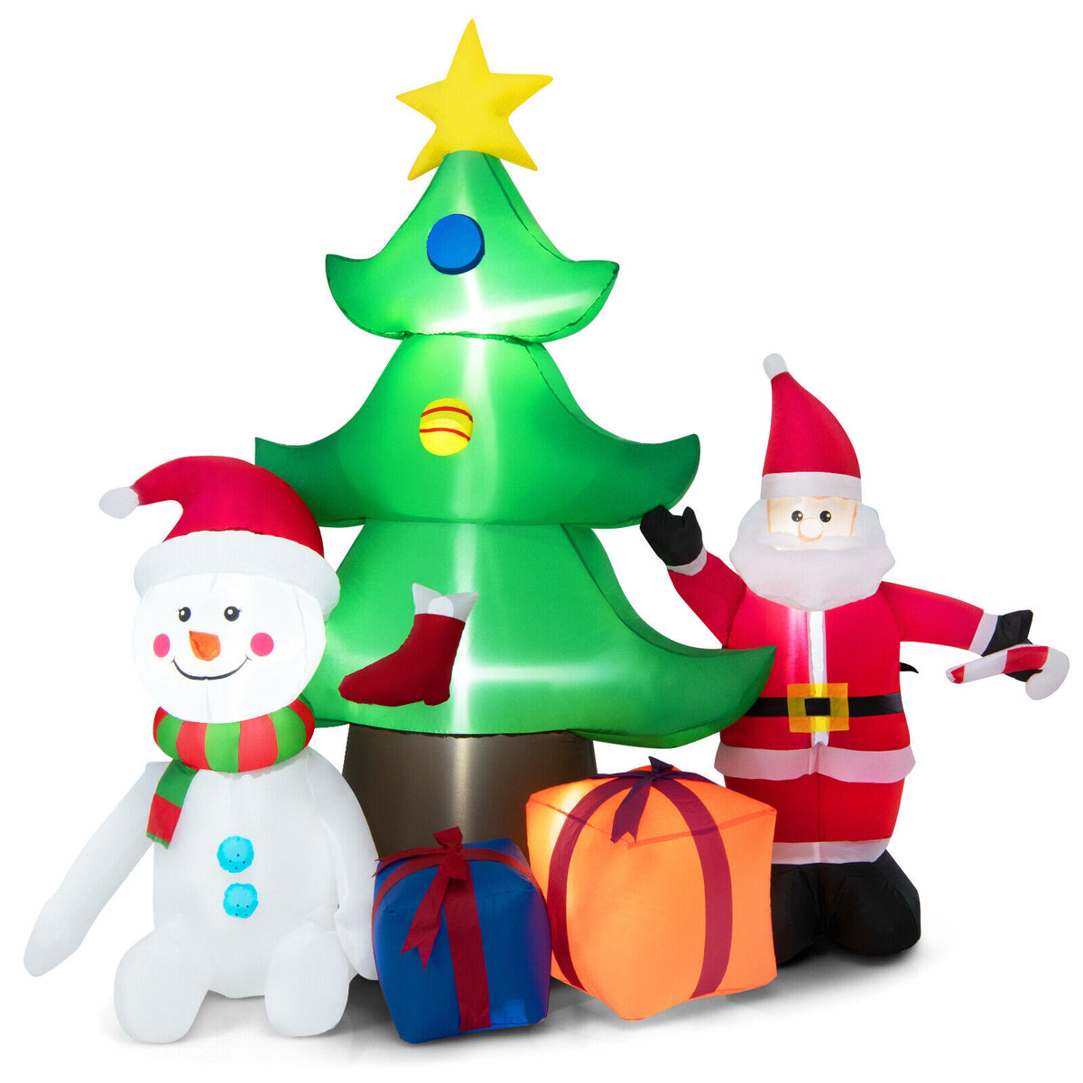 Inflatable Christmas Tree with Santa Claus and Lights - 7.2 Feet, Holiday Yard Decor - Style Variation