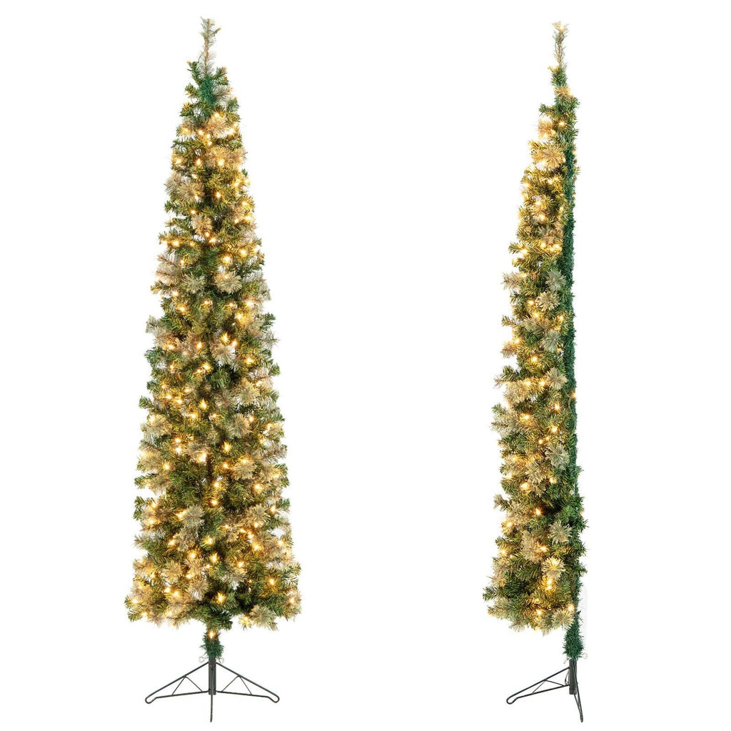 7ft Pre-Lit Half Christmas Tree with Pine Needles & 150 Warm White Lights