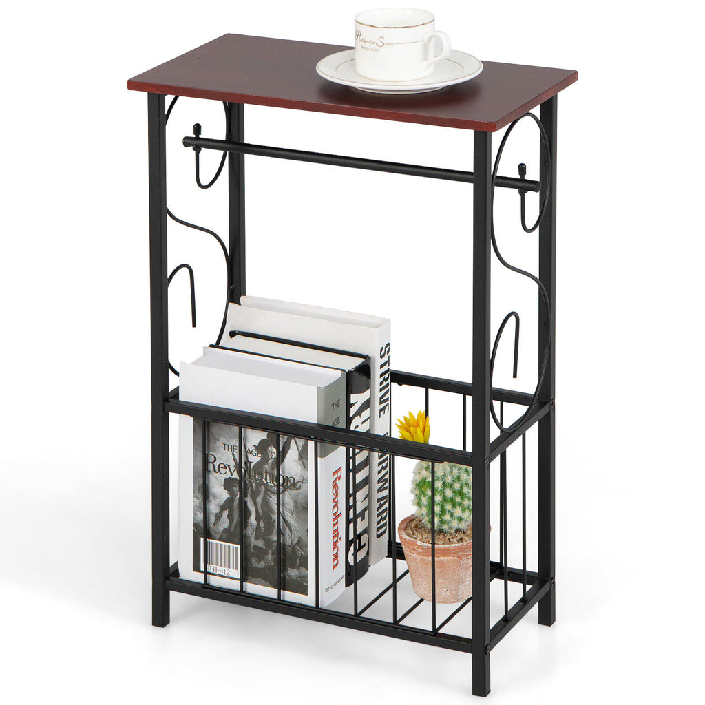 Narrow Side Table with Removable Paper Holder - Brown