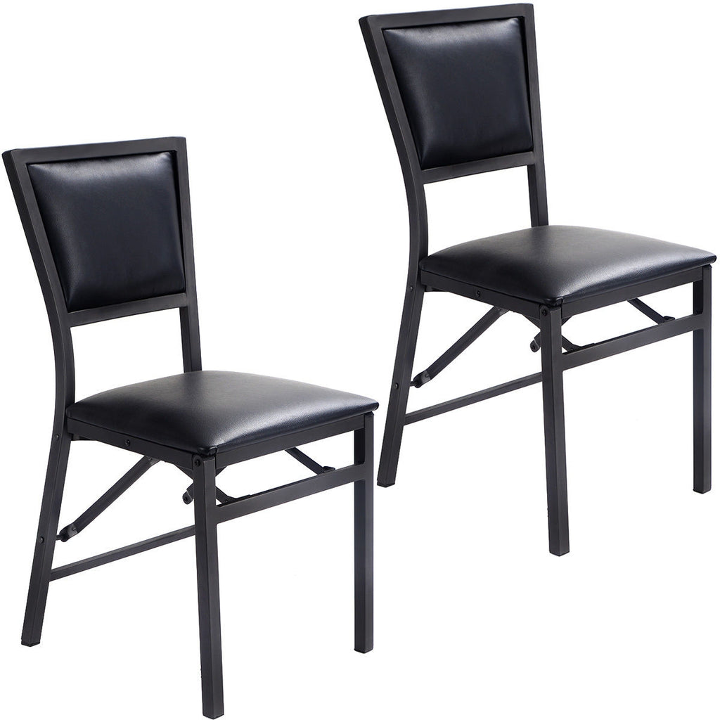 Metal Folding Dining Chair Set of 2 - Space Saving