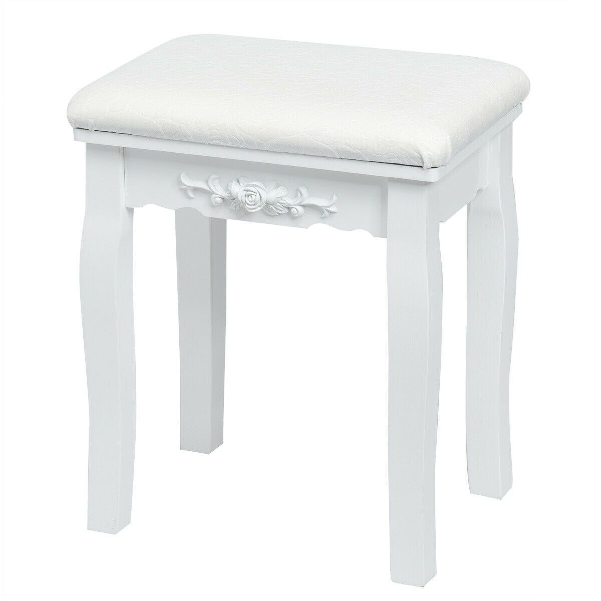Dimmable Vanity Table Set with Lighted Mirror and Cushioned Stool, White