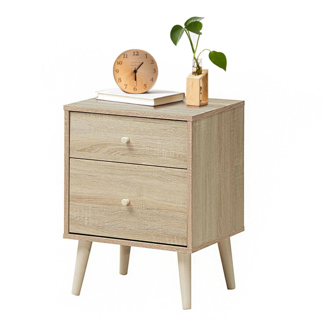 2-Drawer Nightstand with Rubber Legs - Natural