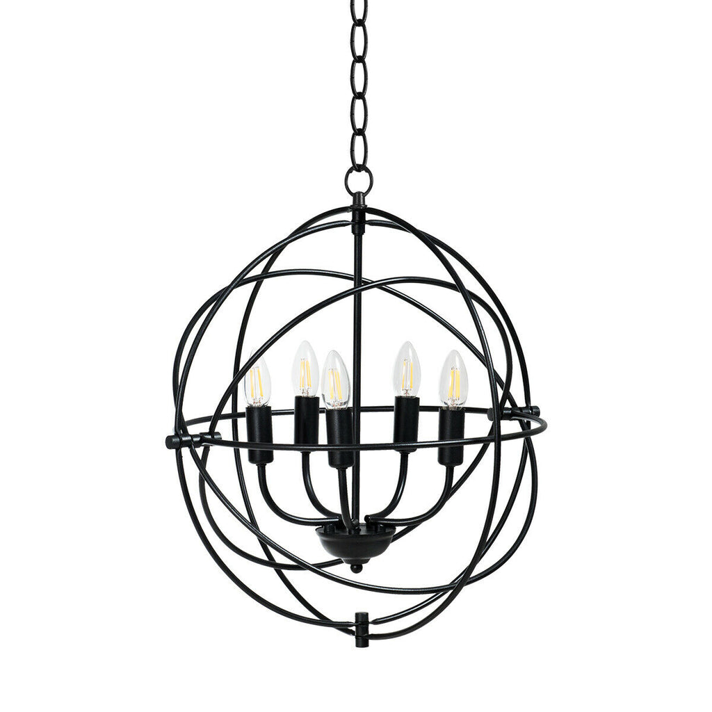 20 Inch Metal Chandelier with Pivoting Interlocking Rings - Industrial Ceiling Light