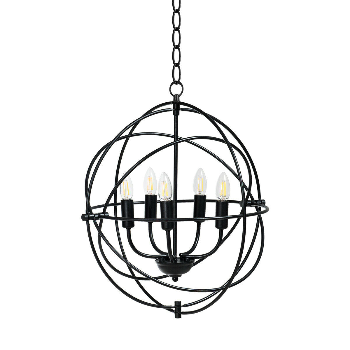 20 Inch Metal Chandelier with Pivoting Interlocking Rings - Industrial Ceiling Light