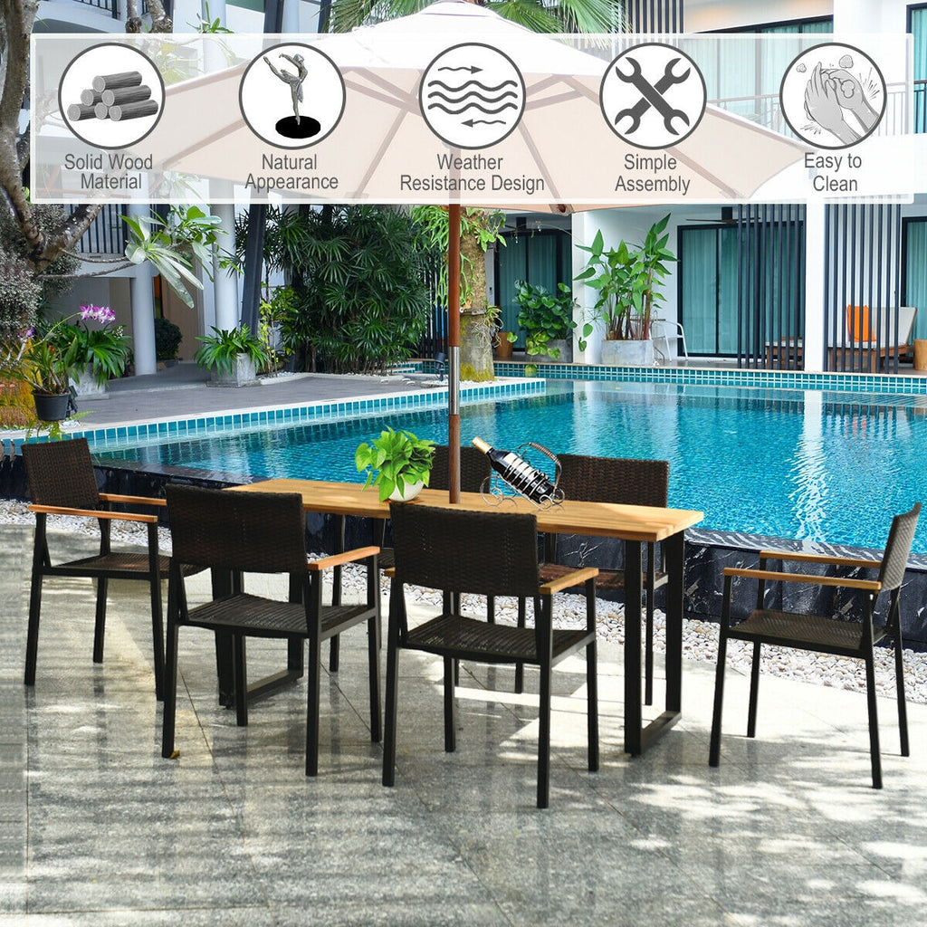 7-Piece Outdoor Dining Set with Acacia Wood Table - Style 2
