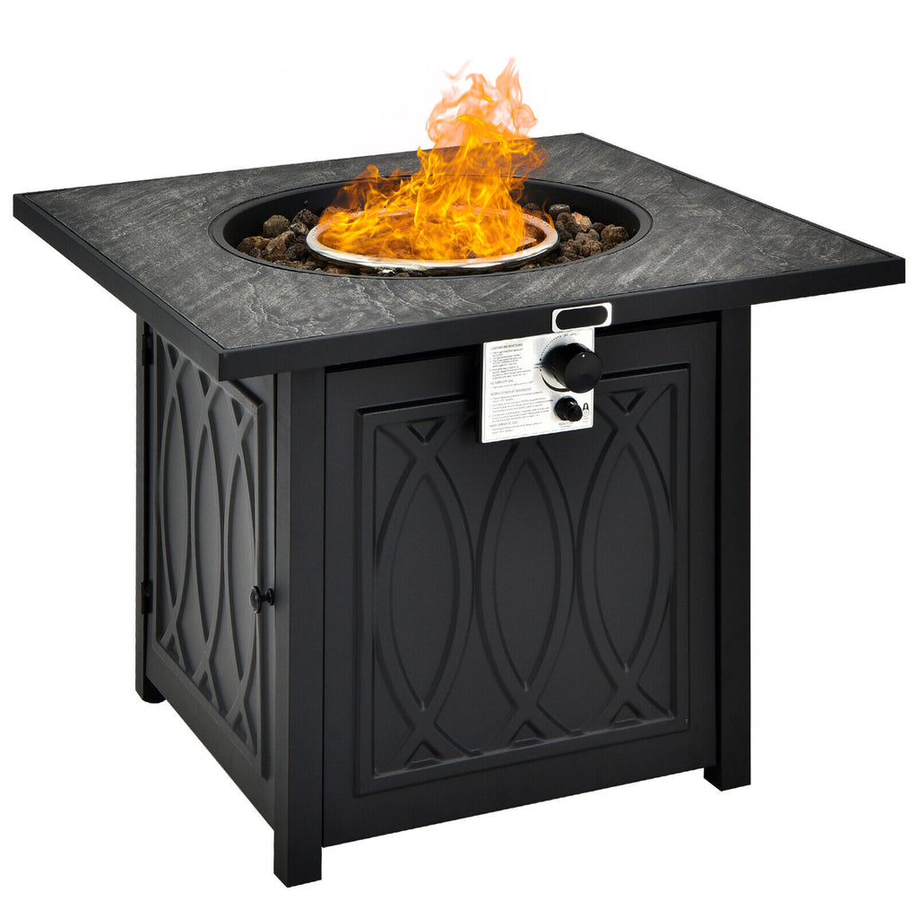 32 Inch Propane Fire Pit Table Square - Black