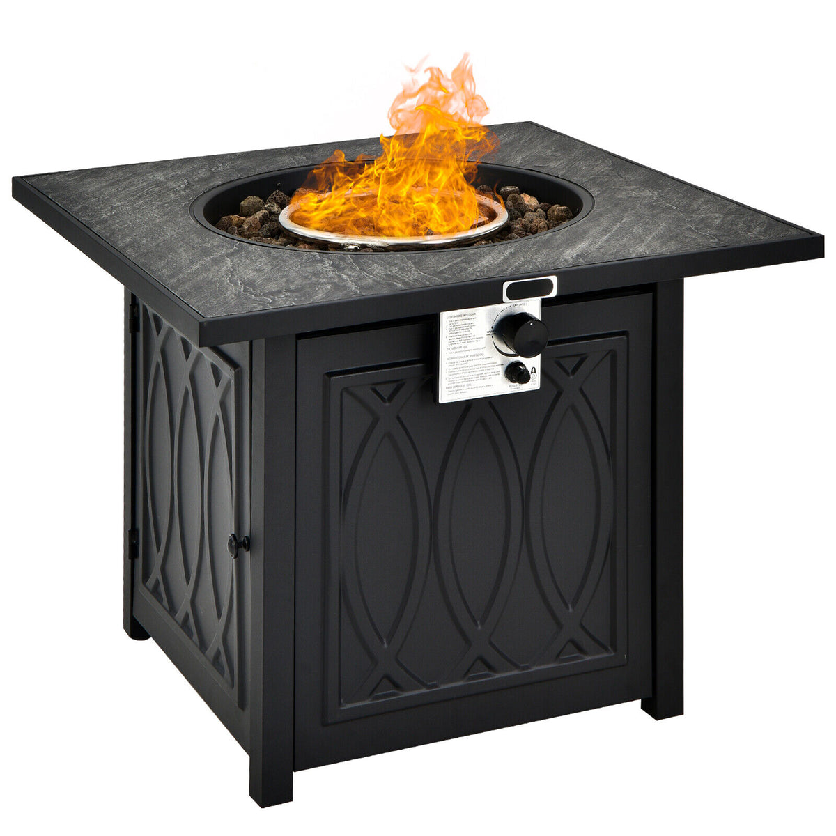 32 Inch Propane Fire Pit Table Square - Black