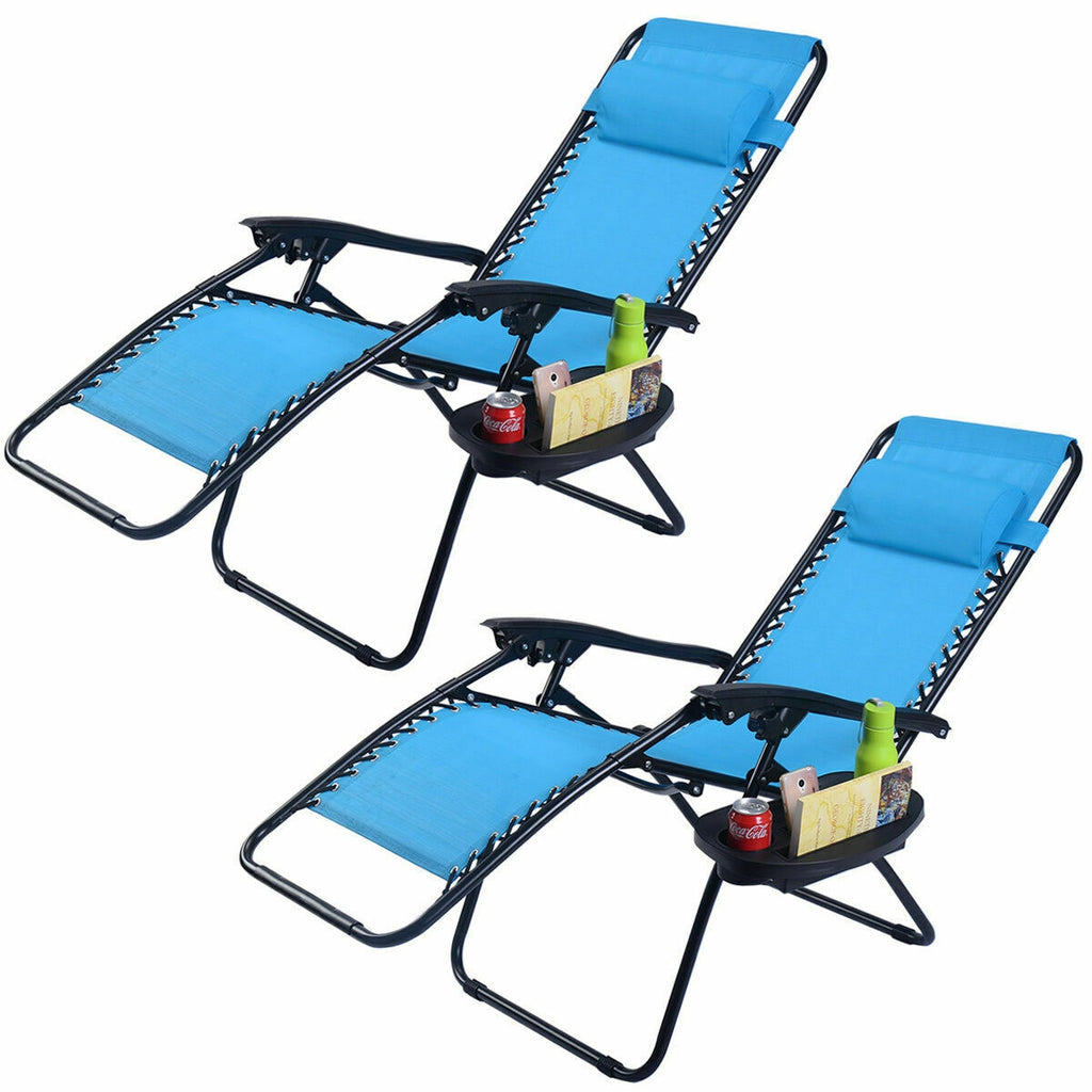 Zero Gravity Folding Lounge Chair Set of 2 - Light Blue